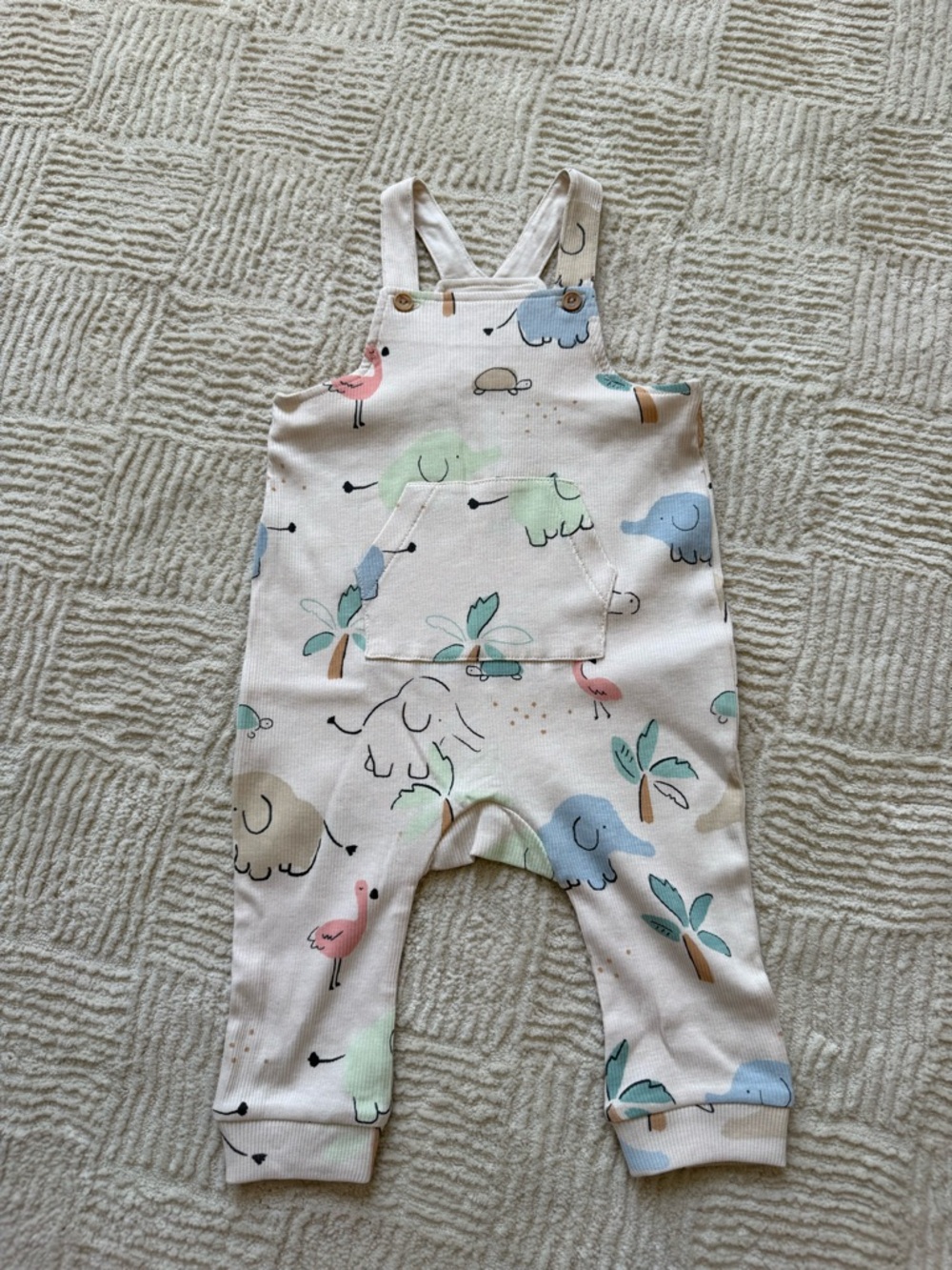 NWOT H&M Cream Baby Overalls with Pastel Print